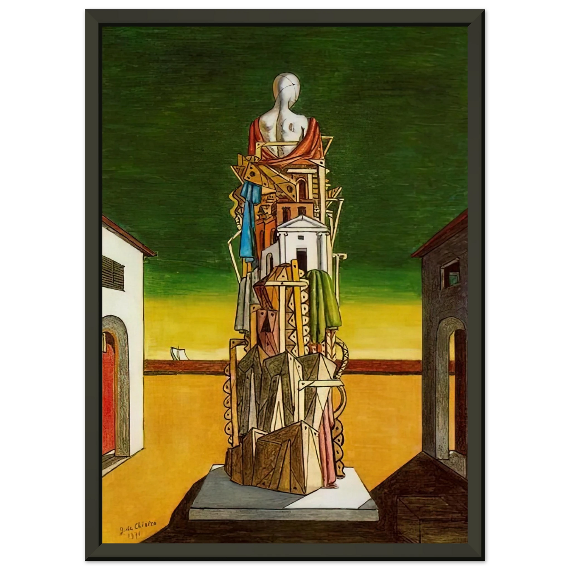 Giorgio de Chirico  THE GREAT METAPHYSICIAN 1971 Framed Art Print  - Aluminum Frame - 70x100 cm / 28x40 inches