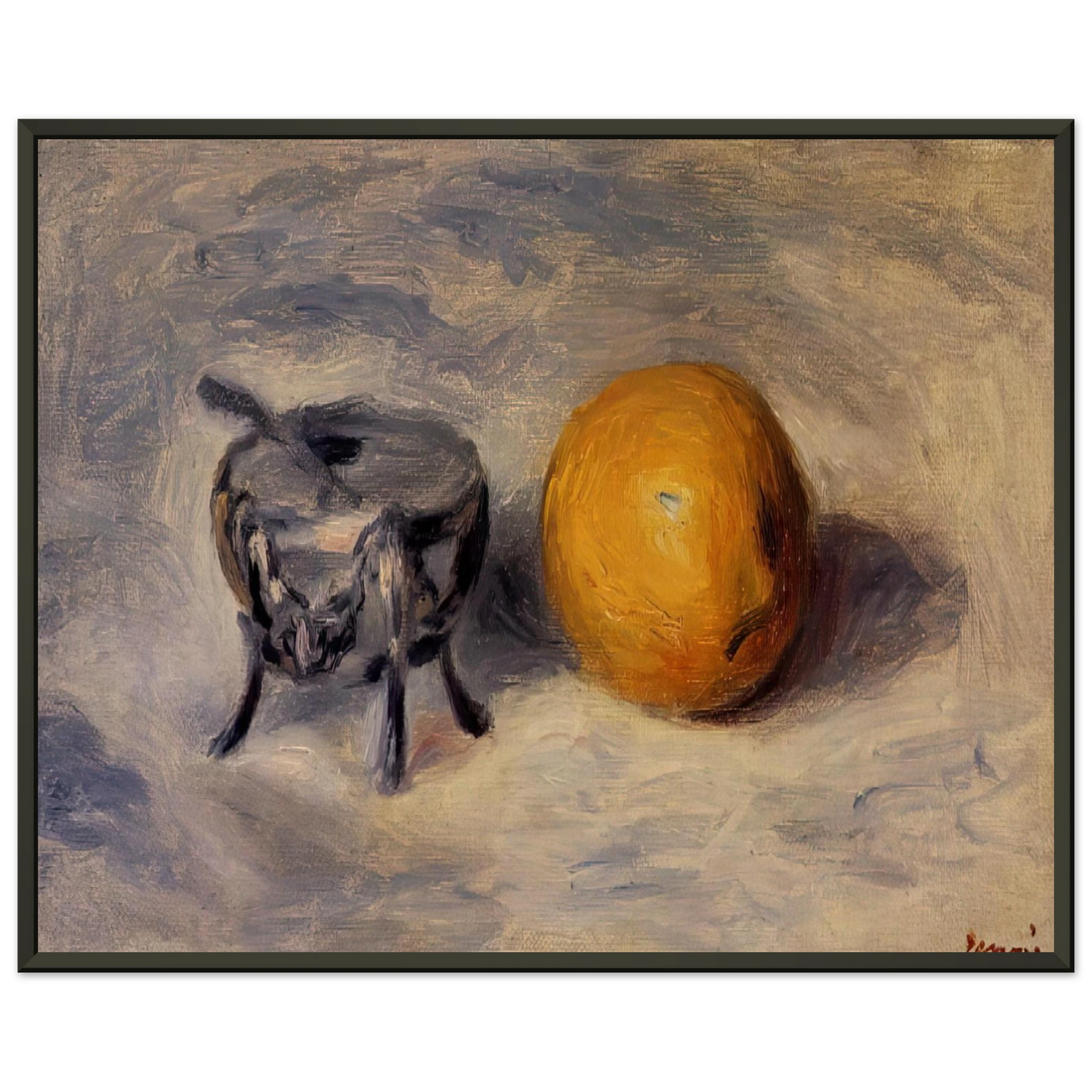 PierreAuguste Renoir  Sugar Bowl and Lemon Framed Art Print  - Aluminum Frame - 70x100 cm / 28x40 inches