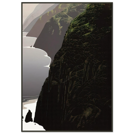 Eyvind Earle  Big Sur Coastline Framed Art Print  - Aluminum Frame - 21x29.7 cm / 8x12"