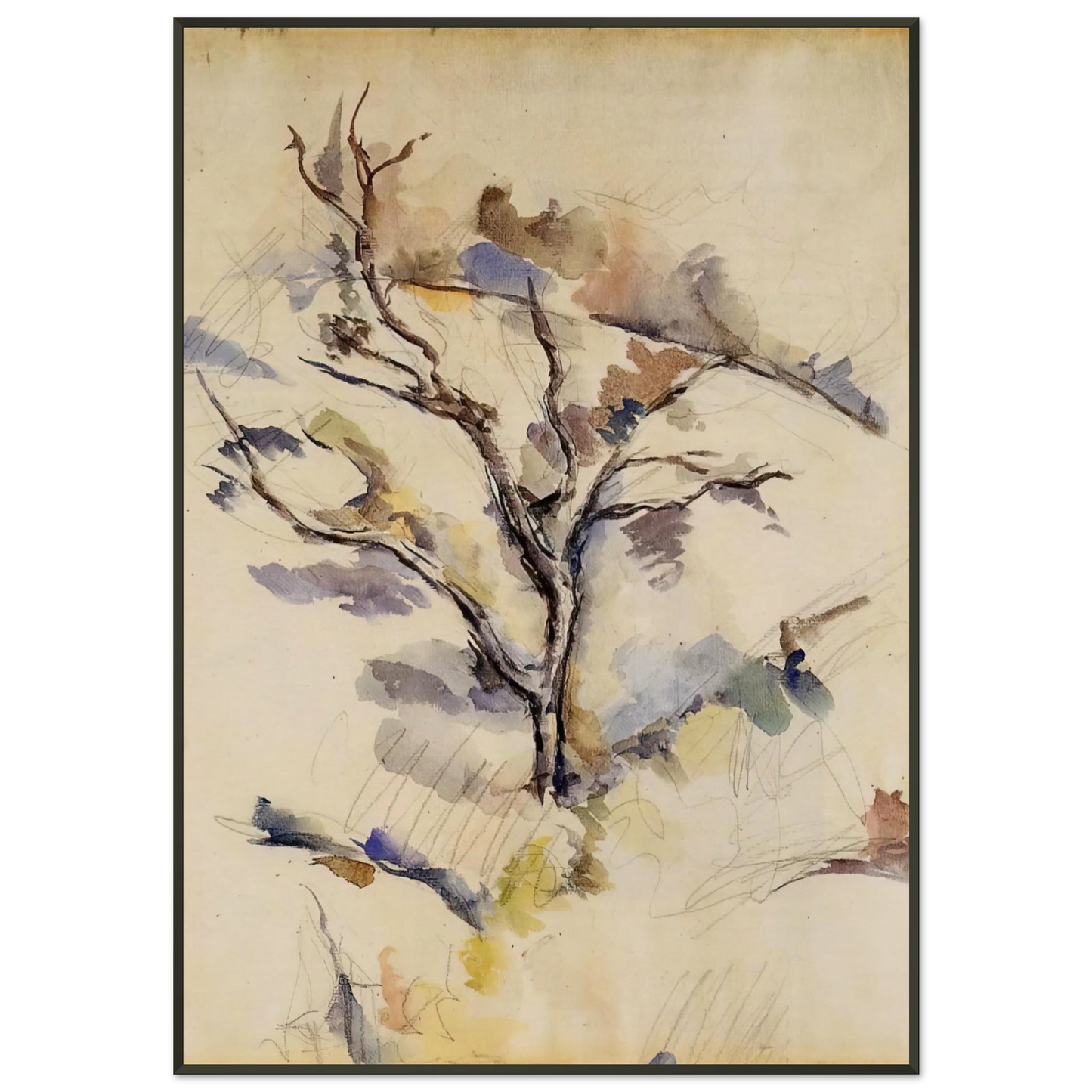 Paul Cezanne  The Oak Framed Art Print  - Aluminum Frame - 21x29.7 cm / 8x12"