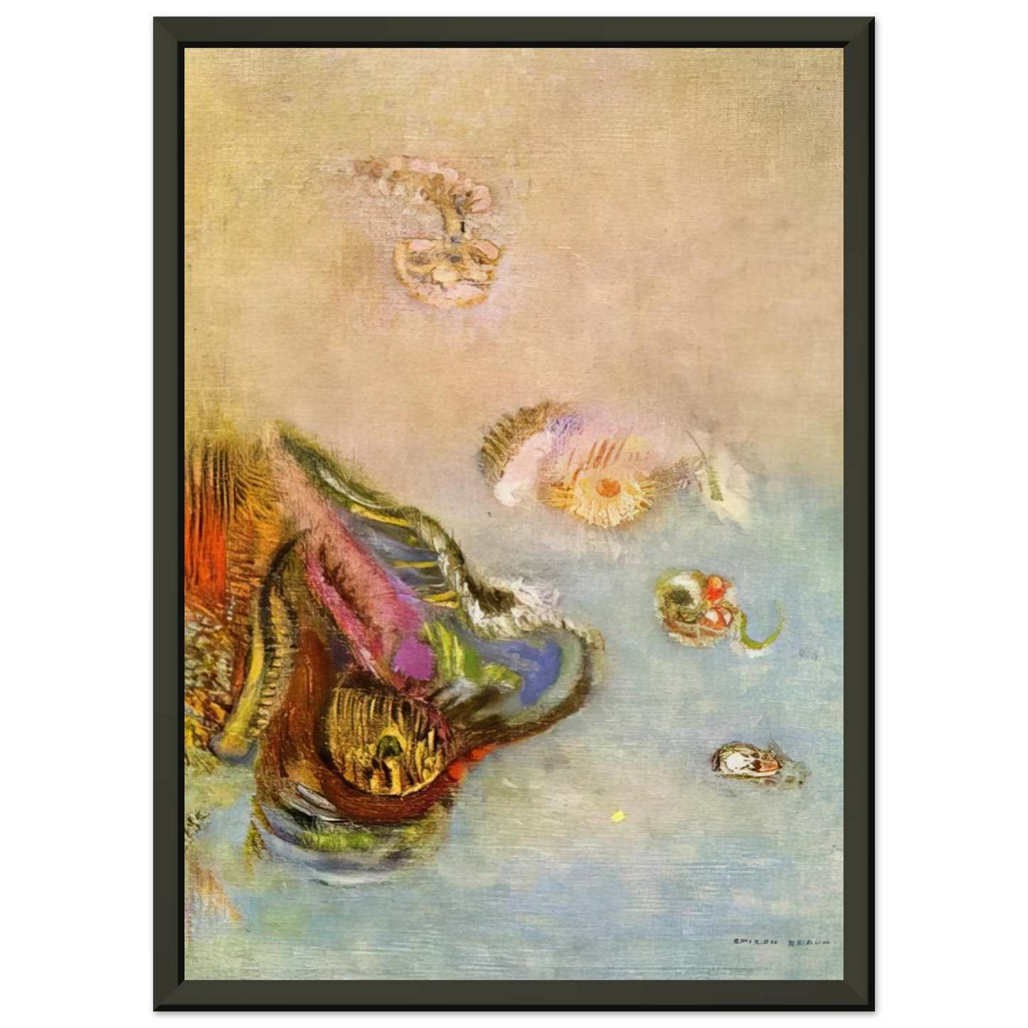 Odilon Redon  ANIMALS OF THE SEA 1910 Framed Art Print  - Aluminum Frame - 60x80 cm / 24x32 inches