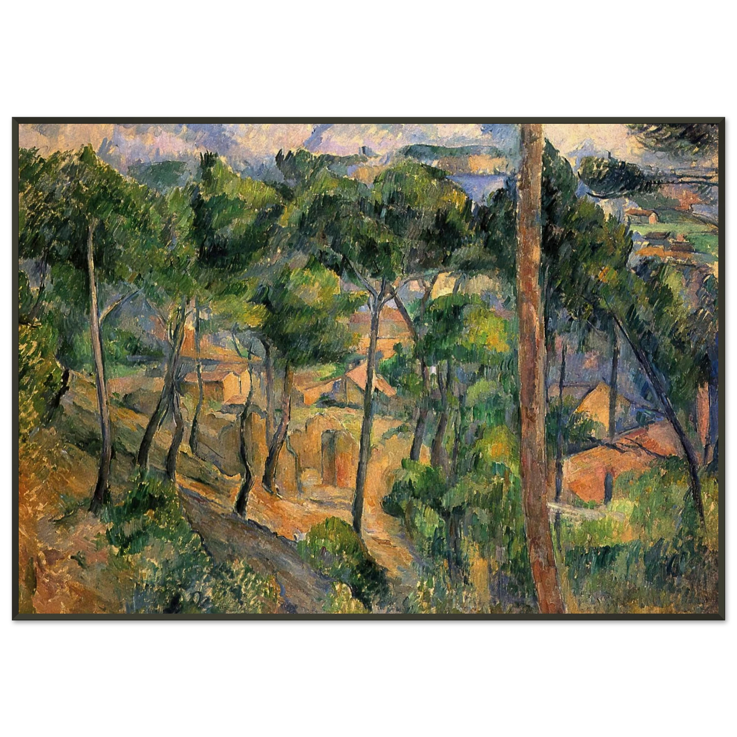 Paul Cezanne  LEstaque View Through The Pines Framed Art Print  - Aluminum Frame - 21x29.7 cm / 8x12"