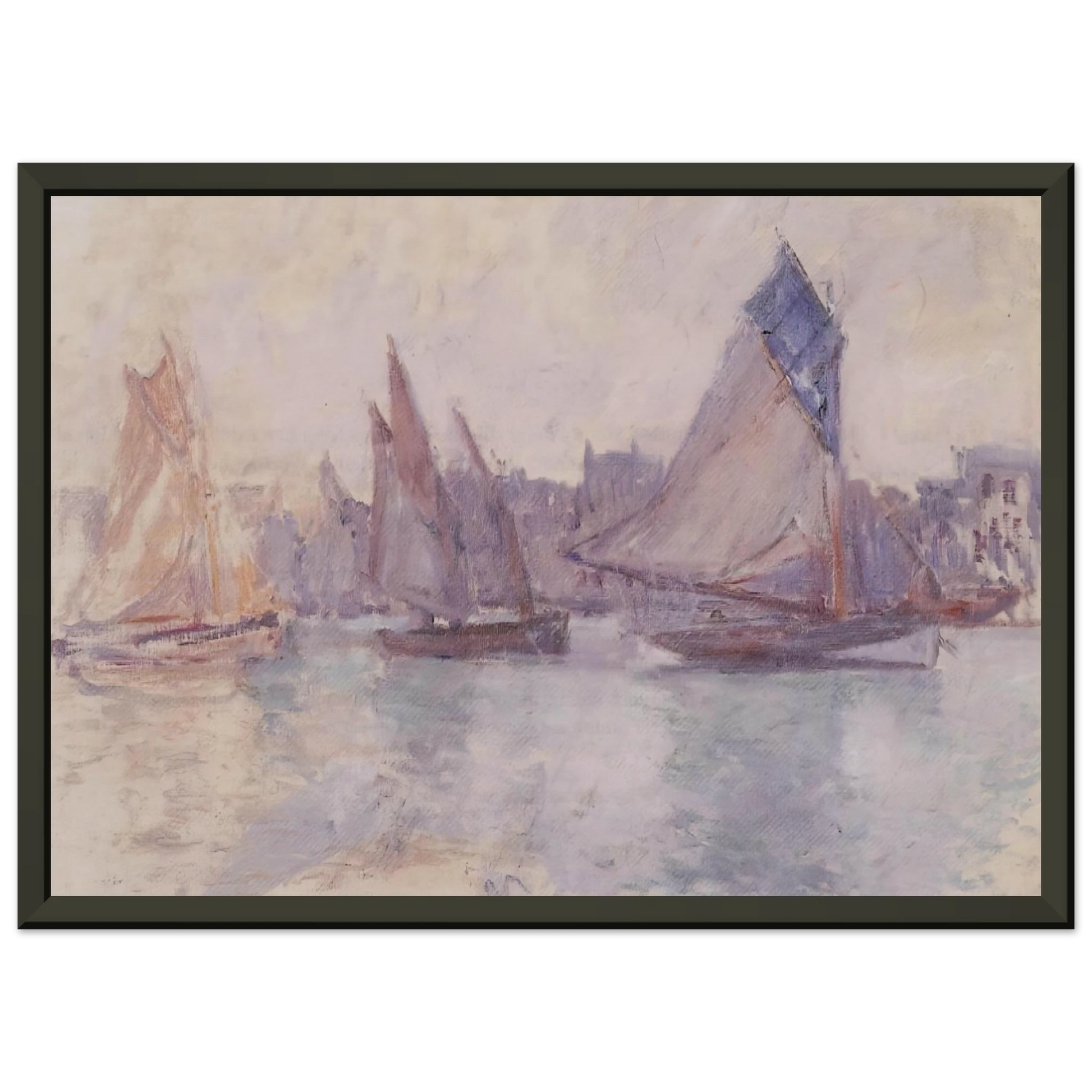 claude monet  Boats in the Port of Le Havre Framed Art Print  - Aluminum Frame - 40x50 cm / 16x20 inches