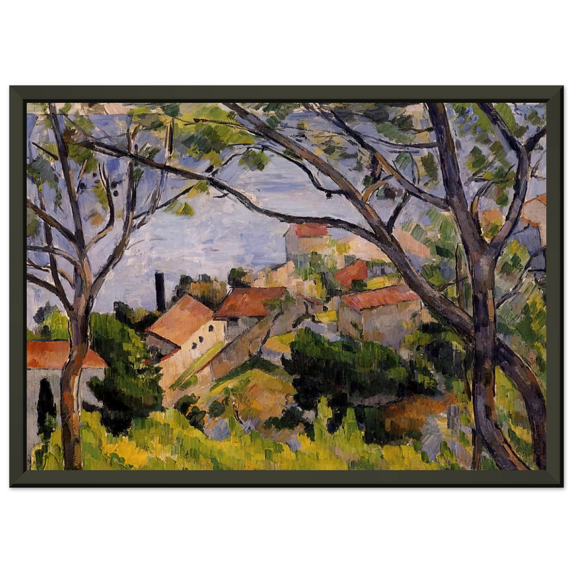 Paul Cezanne  LEstaque View through the Trees Framed Art Print  - Aluminum Frame - 60x80 cm / 24x32 inches