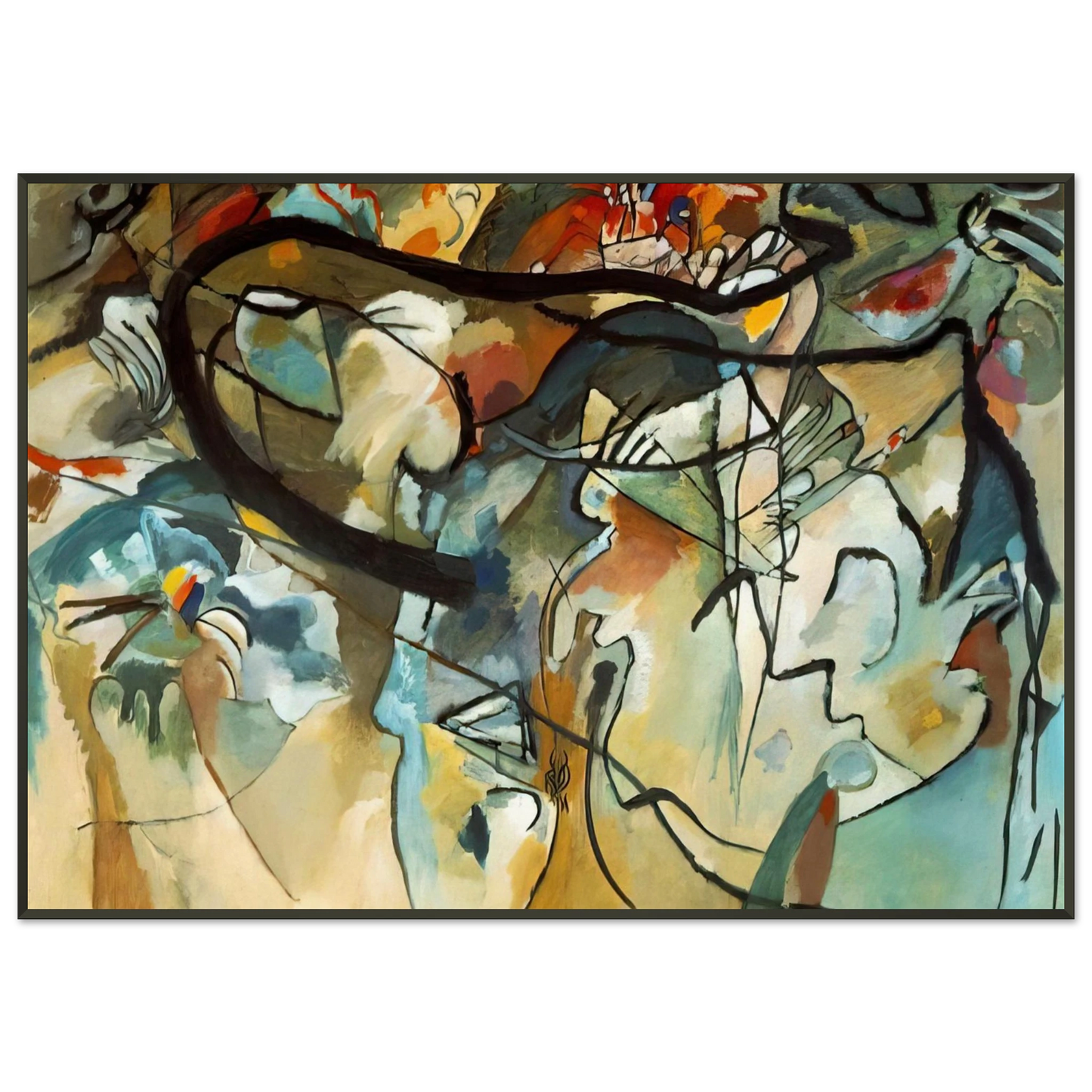 Wassily Kandinsky  COMPOSITION V 1911 Framed Art Print  - Aluminum Frame - 21x29.7 cm / 8x12"