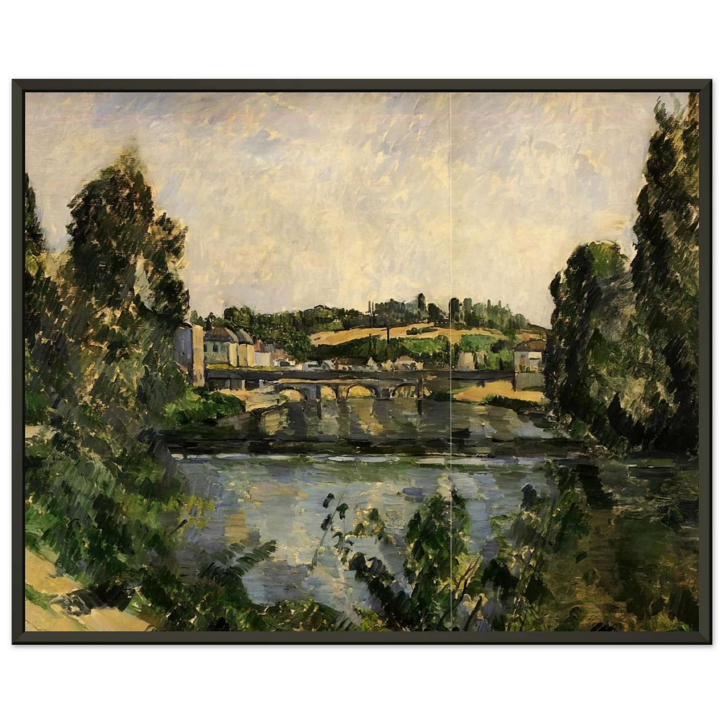 Paul Cezanne  Bridge and Waterfall at Pontoise Framed Art Print  - Aluminum Frame - 40x50 cm / 16x20 inches