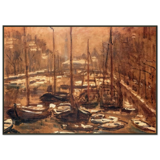 claude monet  Geldersekade of Amsterdam Invierno Framed Art Print  - Aluminum Frame - 21x29.7 cm / 8x12"