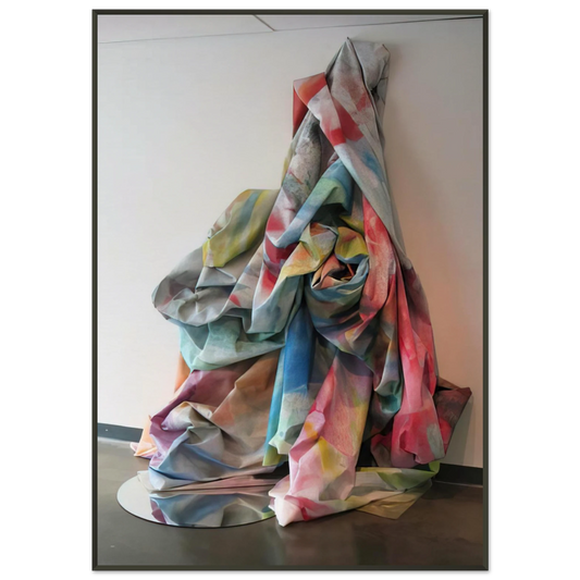Sam Gilliam  Wall Cascade with Mirror Framed Art Print  - Aluminum Frame - 21x29.7 cm / 8x12"