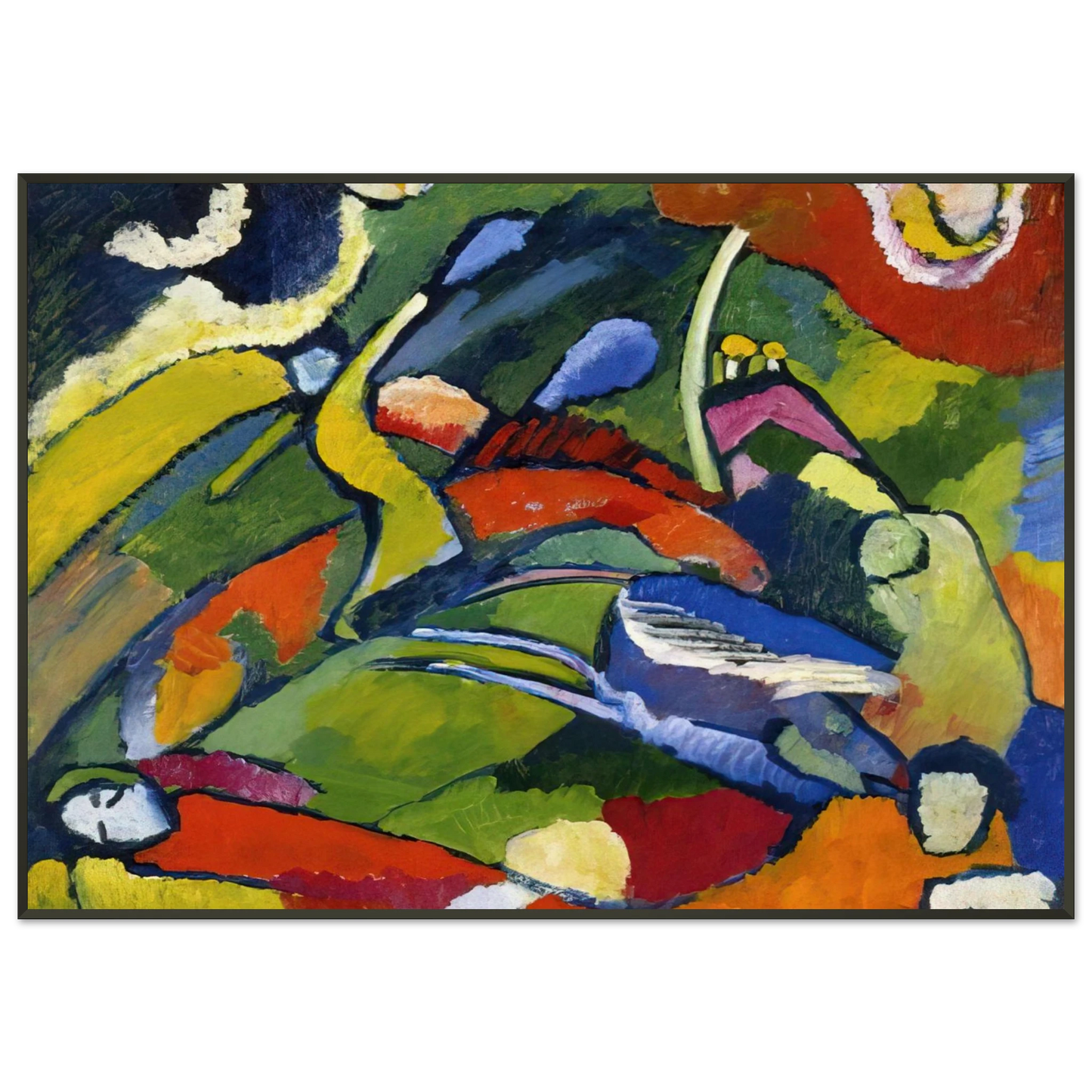 Wassily Kandinsky  TWO RIDERS AND RECLINING FIGURE Framed Art Print  - Aluminum Frame - 21x29.7 cm / 8x12"