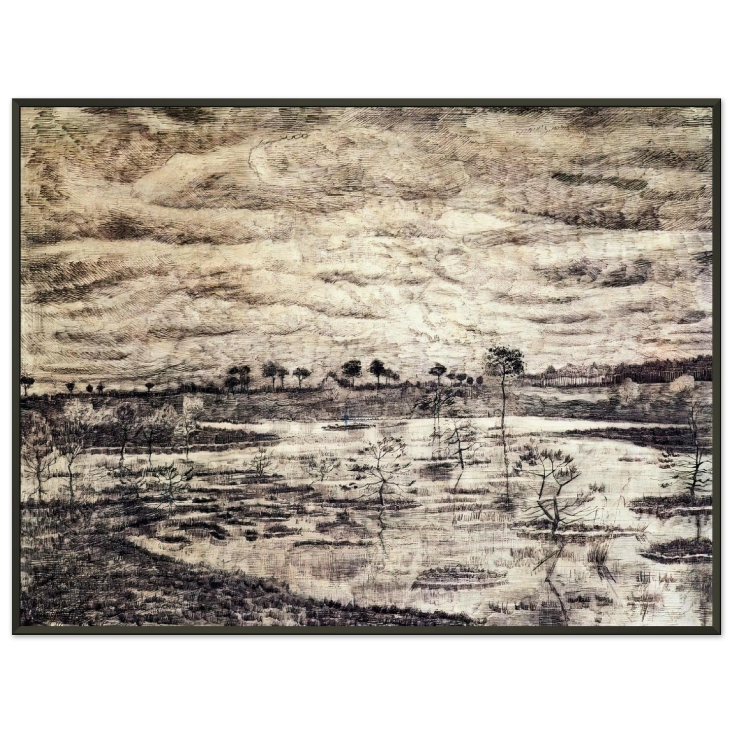 Vincent van Gogh  A Marsh Framed Art Print  - Aluminum Frame - 40x50 cm / 16x20 inches