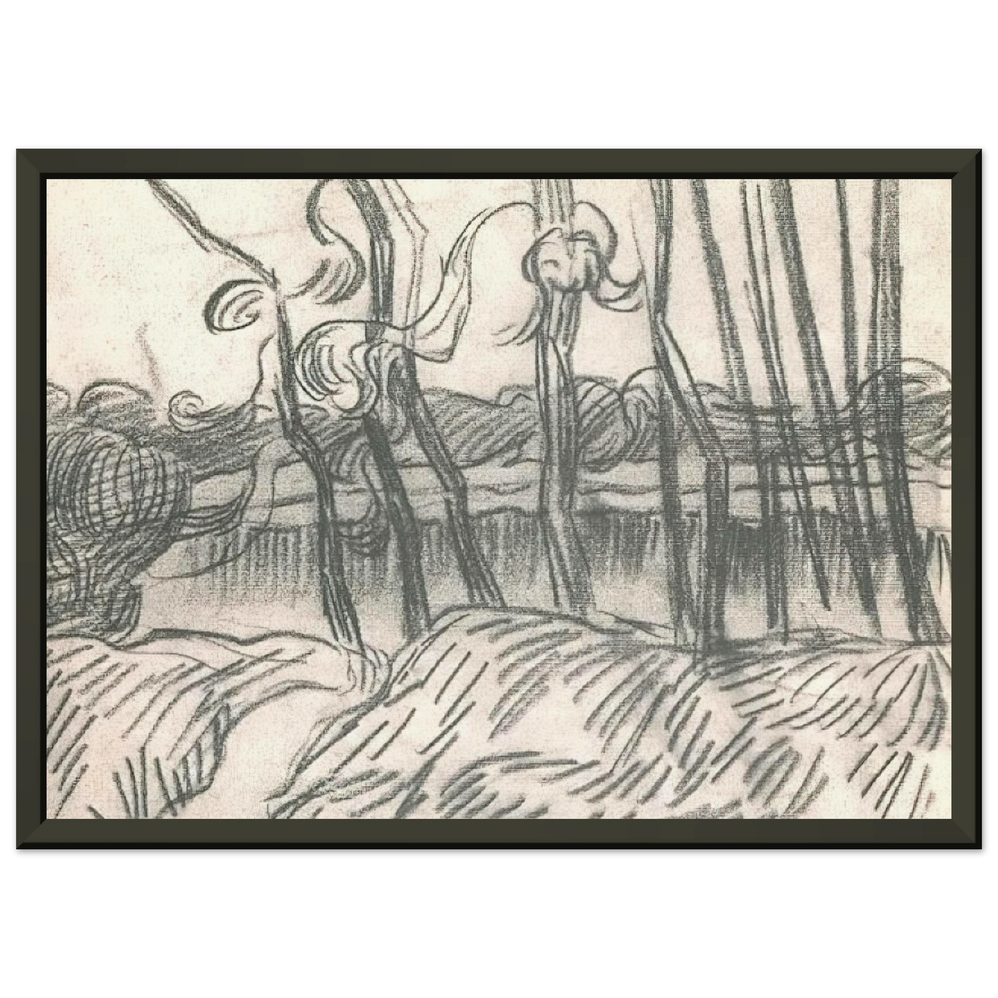 Vincent van Gogh  A Row of Bare Trees Framed Art Print  - Aluminum Frame - 60x80 cm / 24x32 inches
