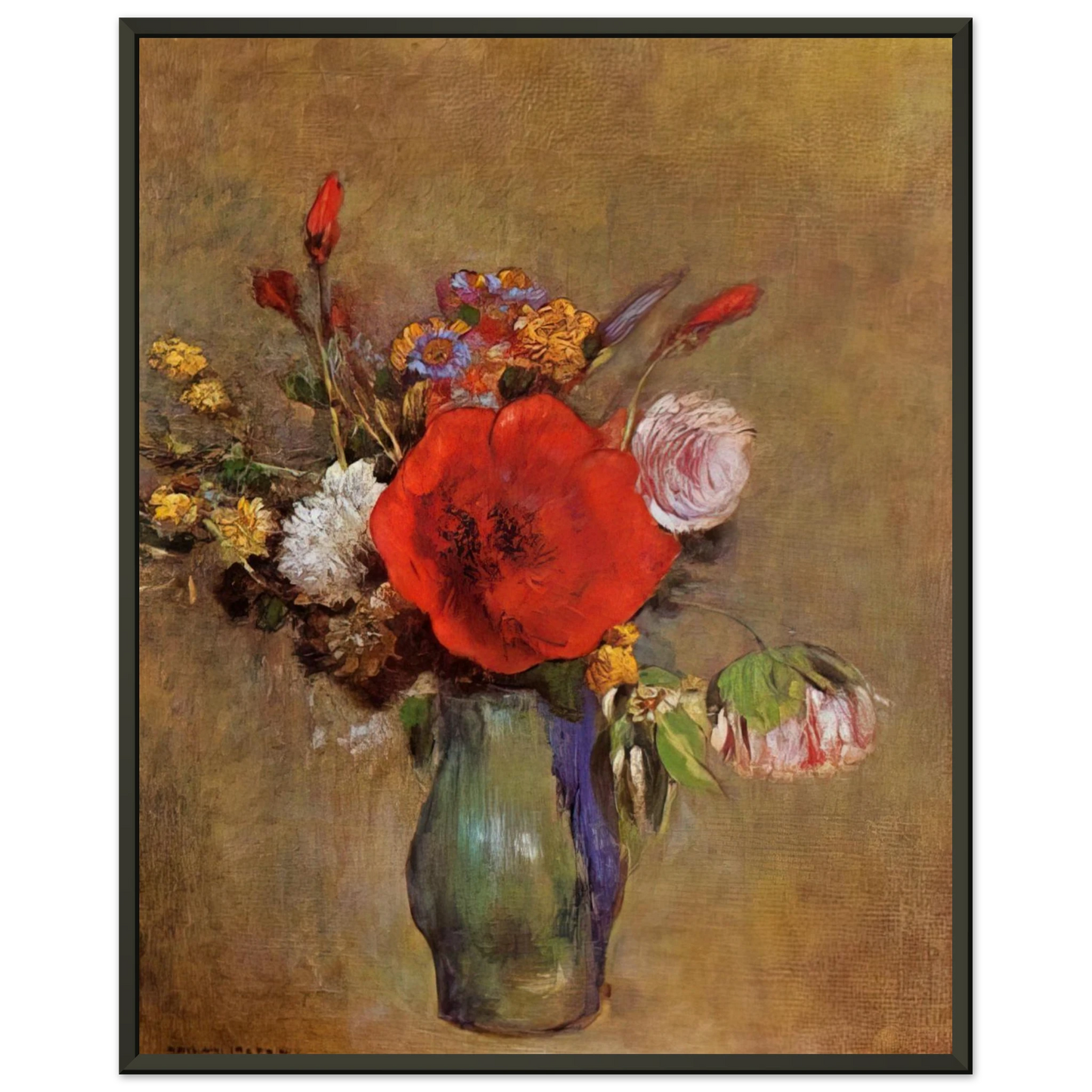 Odilon Redon  VASE OF FLOWERS 11 Framed Art Print  - Aluminum Frame - 40x50 cm / 16x20 inches