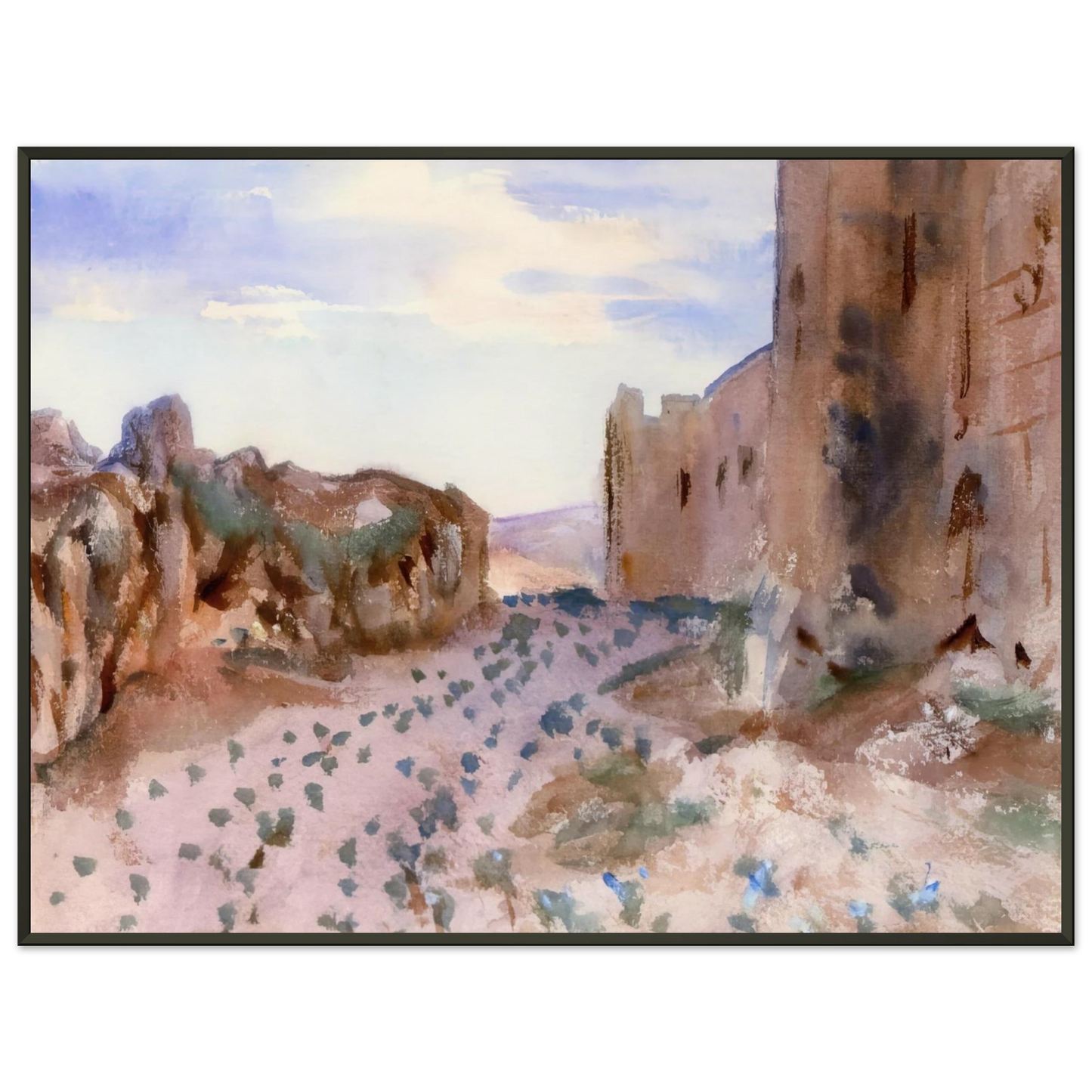 John Singer Sargent  Fortress Roads and Rocks Framed Art Print  - Aluminum Frame - 70x100 cm / 28x40 inches