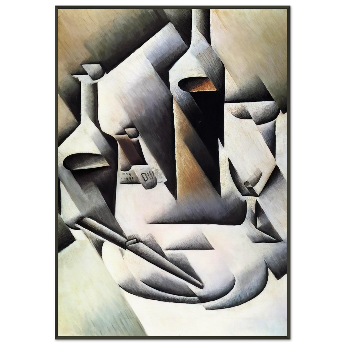 Juan Gris  BOTTLES AND KNIFE 1912 Framed Art Print  - Aluminum Frame - 21x29.7 cm / 8x12"