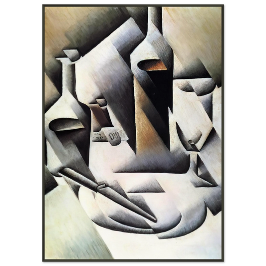 Juan Gris  BOTTLES AND KNIFE 1912 Framed Art Print  - Aluminum Frame - 21x29.7 cm / 8x12"