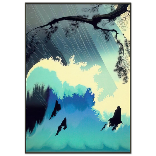 Eyvind Earle  Ocean Splash Framed Art Print  - Aluminum Frame - 21x29.7 cm / 8x12"