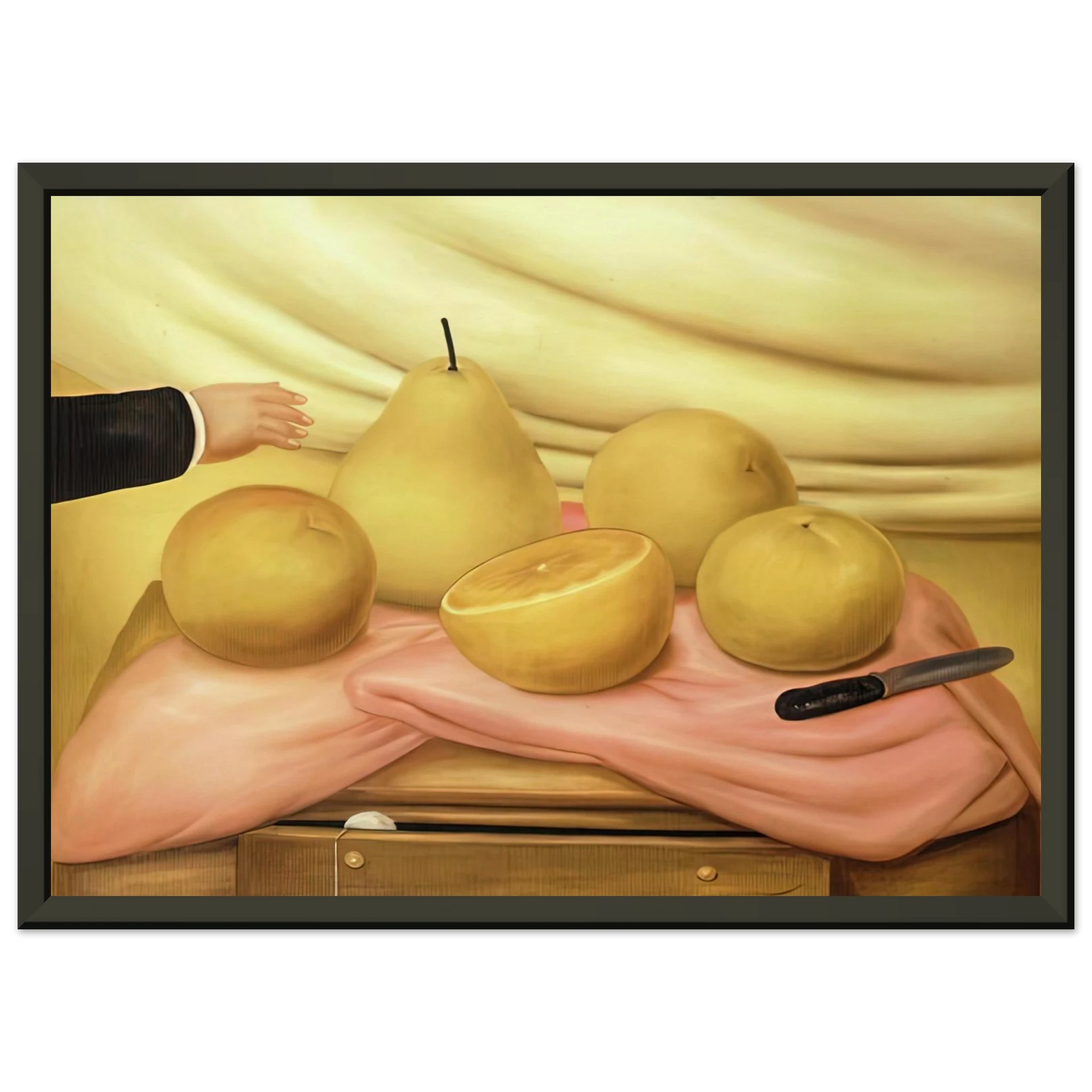 Fernando Botero  STILL LIFE WITH FRUITS Framed Art Print  - Aluminum Frame - 60x80 cm / 24x32 inches