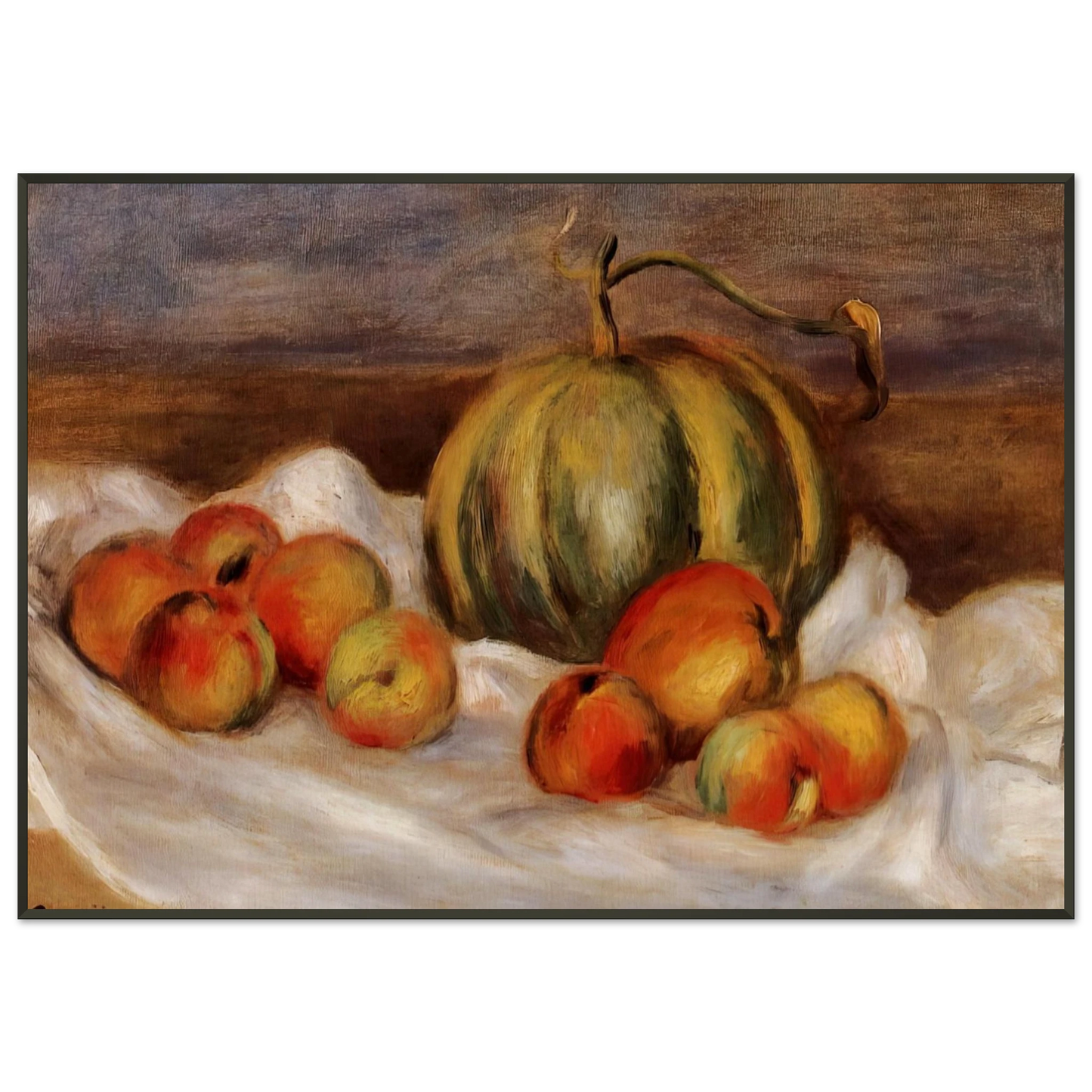PierreAuguste Renoir  Still Life with Cantalope and Peaches Framed Art Print  - Aluminum Frame - 21x29.7 cm / 8x12"