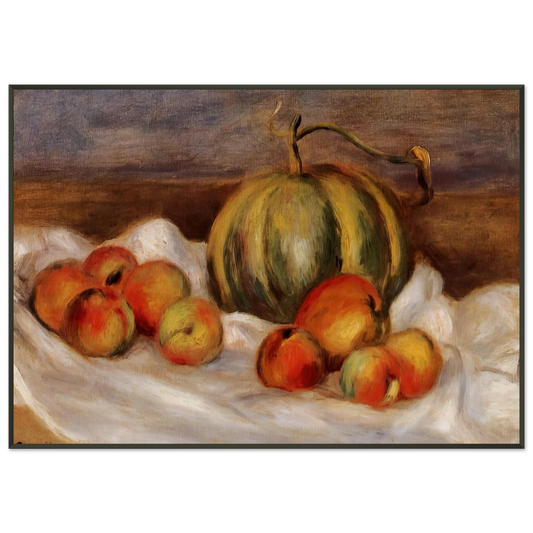 PierreAuguste Renoir  Still Life with Cantalope and Peaches Framed Art Print  - Aluminum Frame - 21x29.7 cm / 8x12"
