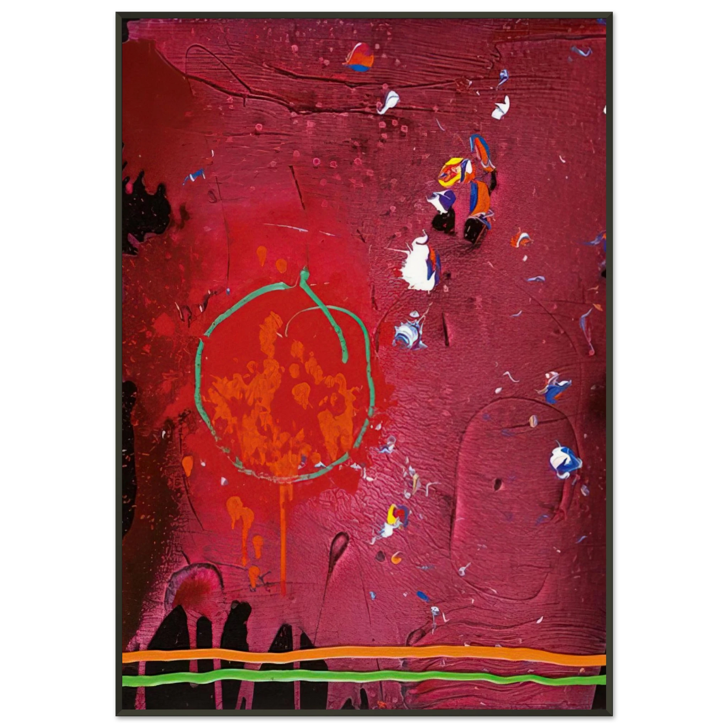 John Hoyland  One Life  51107  2007 Framed Art Print  - Aluminum Frame - 21x29.7 cm / 8x12"