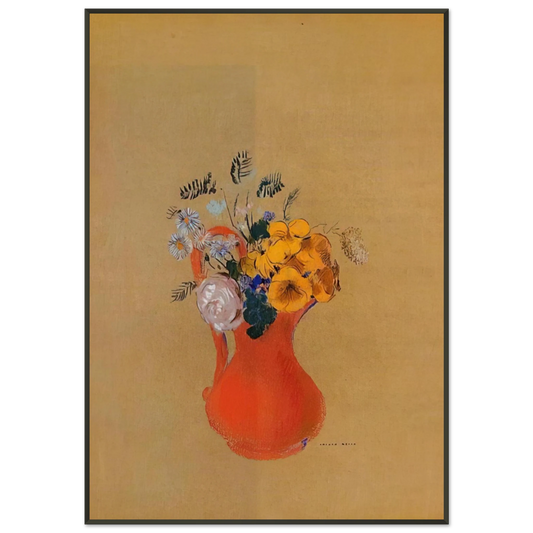 Odilon Redon  FLOWERS IN A RED PITCHER Framed Art Print  - Aluminum Frame - 21x29.7 cm / 8x12"