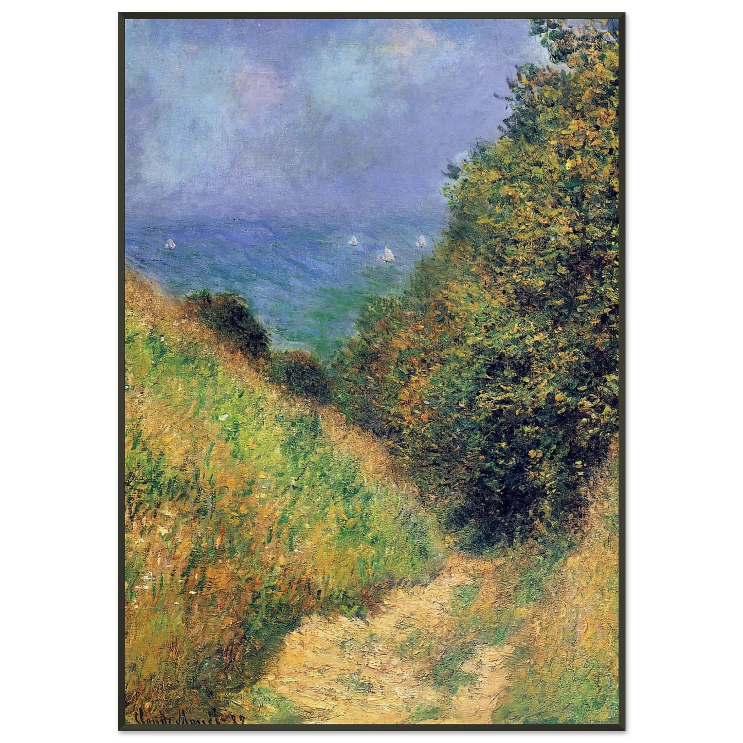 claude monet  Path at Pourville 02 Framed Art Print  - Aluminum Frame - 21x29.7 cm / 8x12"