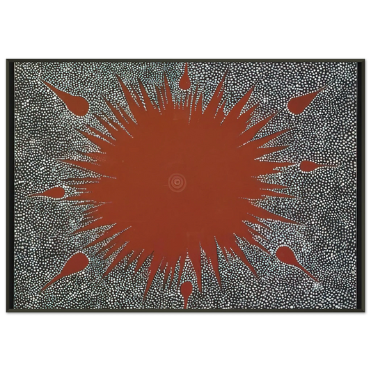 Clifford Possum Tjapaltjarri  Dreaming Story at Warlugulong  1976 Framed Art Print  - Aluminum Frame - 21x29.7 cm / 8x12"