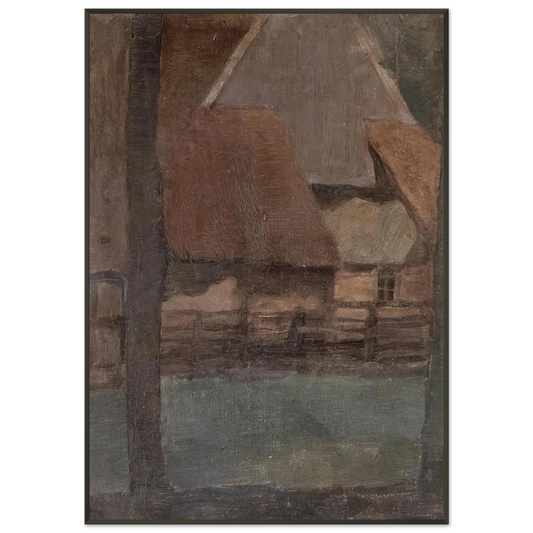 Piet Mondrian  Gable Farm with trees Framed Art Print  - Aluminum Frame - 21x29.7 cm / 8x12"