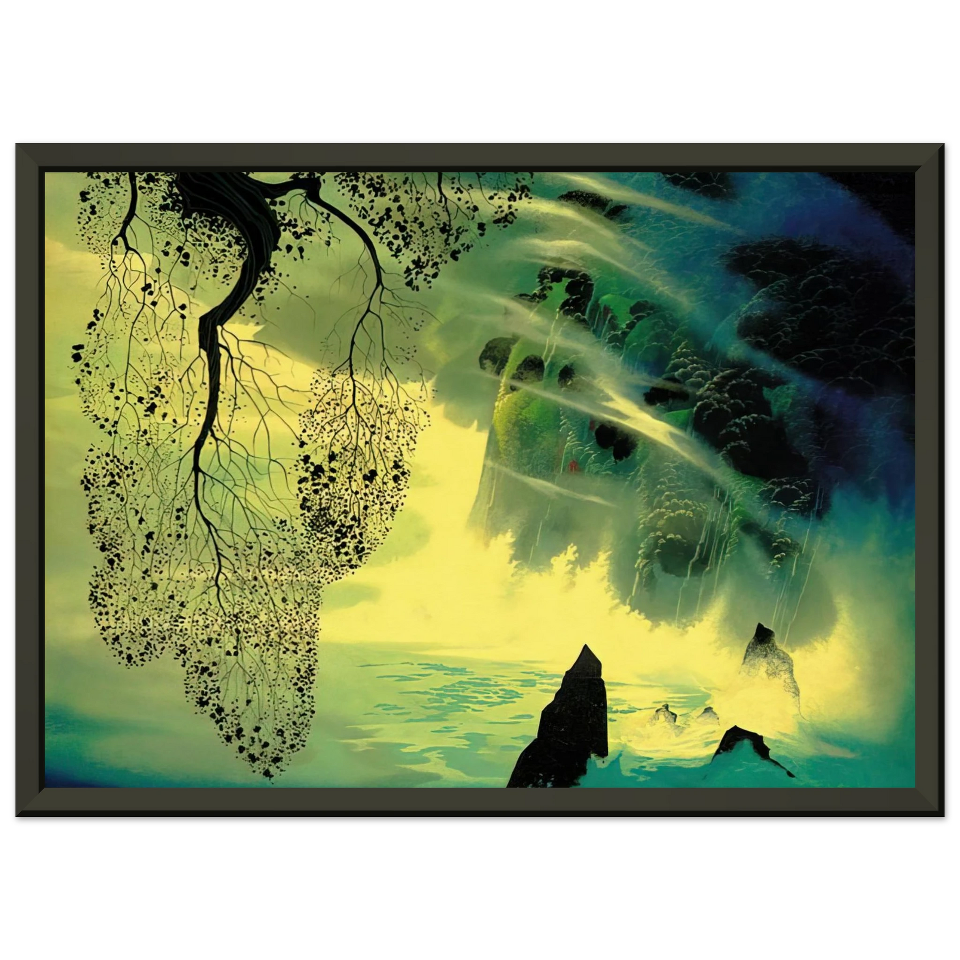 Eyvind Earle  A Swirl of Fog Framed Art Print  - Aluminum Frame - 70x100 cm / 28x40 inches