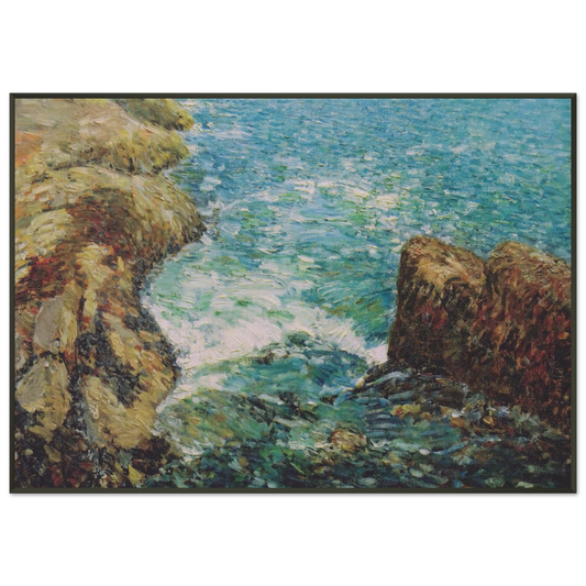 Childe Hassam  Surf and Rocks Framed Art Print  - Aluminum Frame - 21x29.7 cm / 8x12"