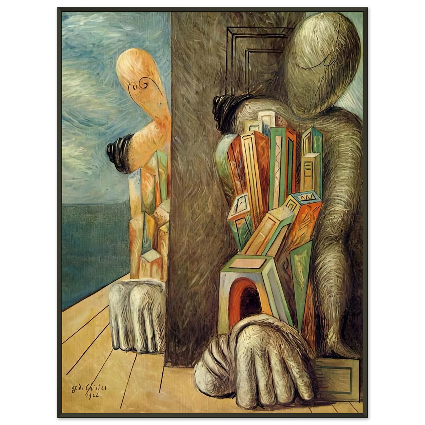Giorgio de Chirico  ARCHAEOLOGISTS 1926 Framed Art Print  - Aluminum Frame - 60x80 cm / 24x32 inches