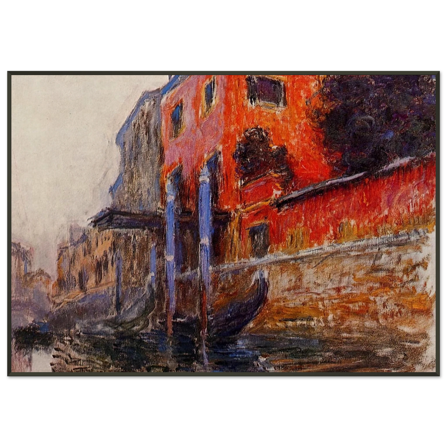 claude monet  The Red House Framed Art Print  - Aluminum Frame - 21x29.7 cm / 8x12"