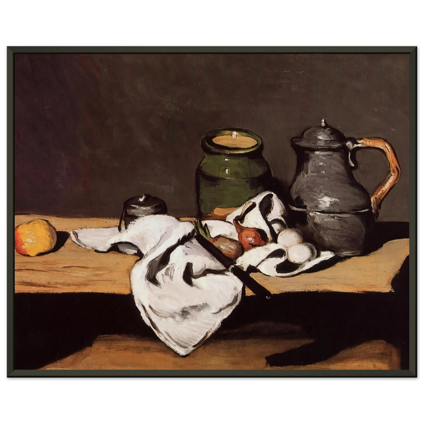Paul Cezanne  Still Life with Green Pot and Pewter Jug Framed Art Print  - Aluminum Frame - 60x80 cm / 24x32 inches