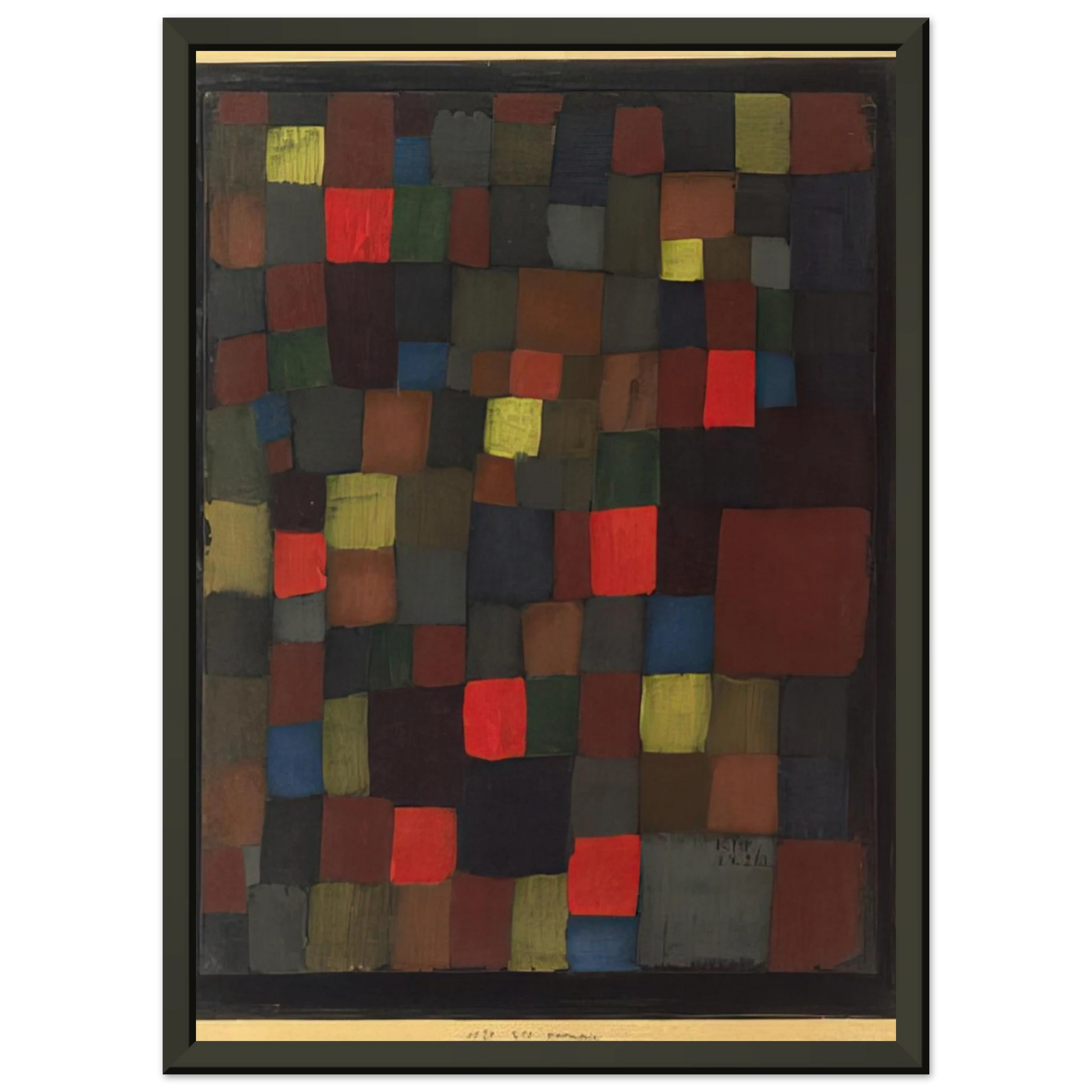 Paul Klee  ABSTRACT COLOUR HARMONY IN SQUARES WITH VERMILLION ACCENTS 1924 Framed Art Print  - Aluminum Frame - 60x80 cm / 24x32 inches