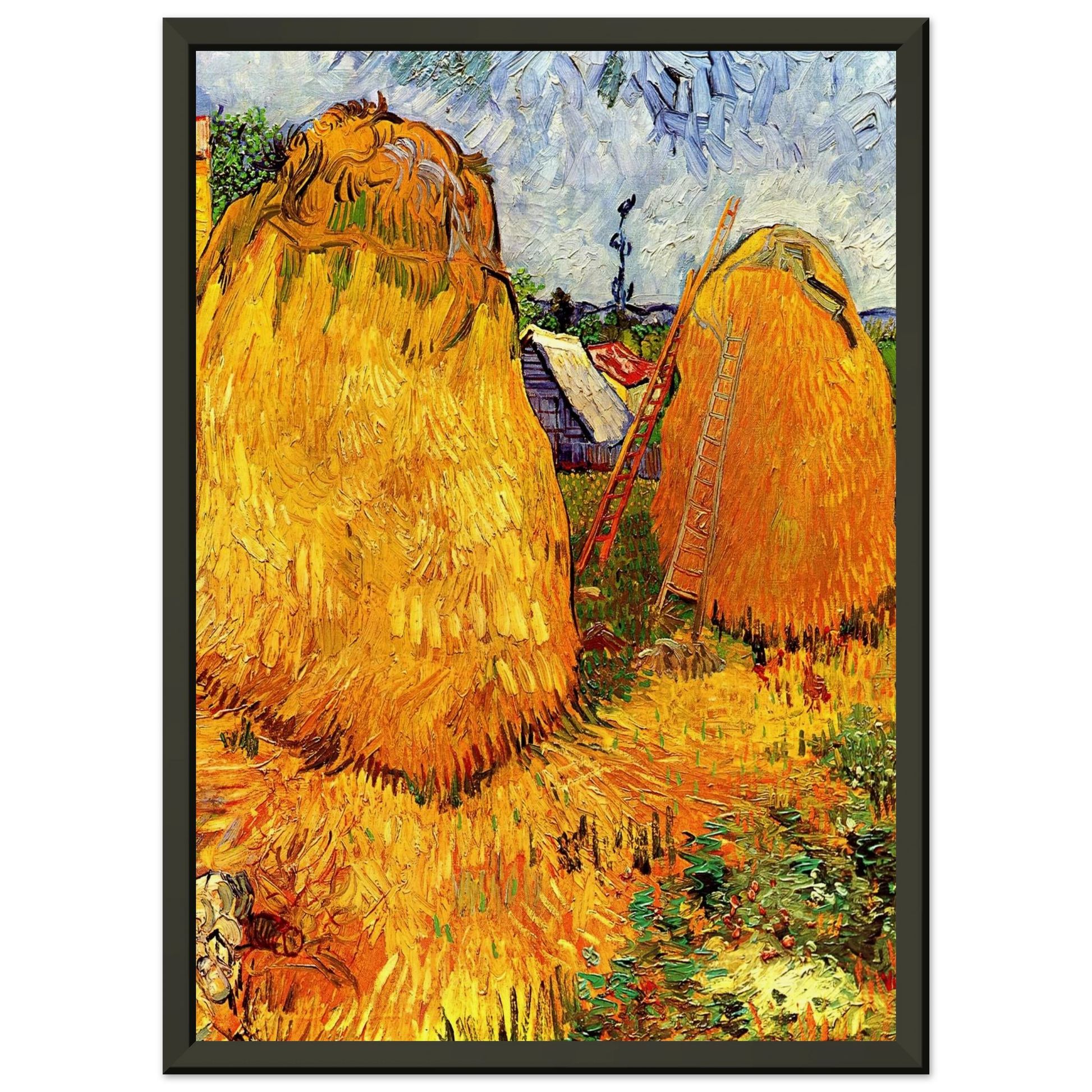 Vincent van Gogh  Haystacks in Provence Framed Art Print  - Aluminum Frame - 40x50 cm / 16x20 inches