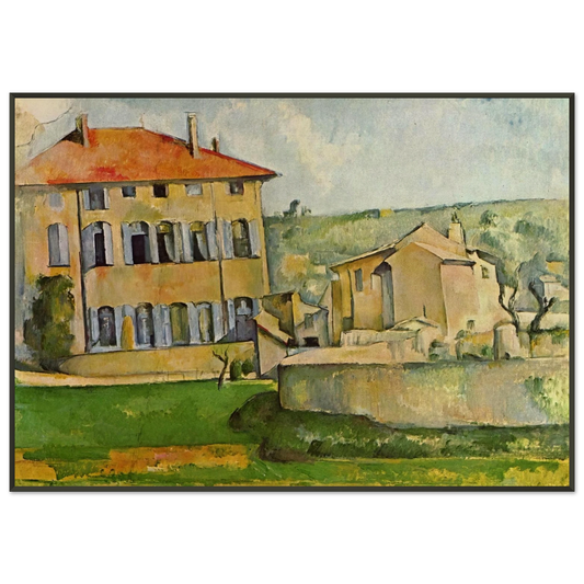 Paul Cezanne  House and Farm at Jas de Bouffan Framed Art Print  - Aluminum Frame - 21x29.7 cm / 8x12"