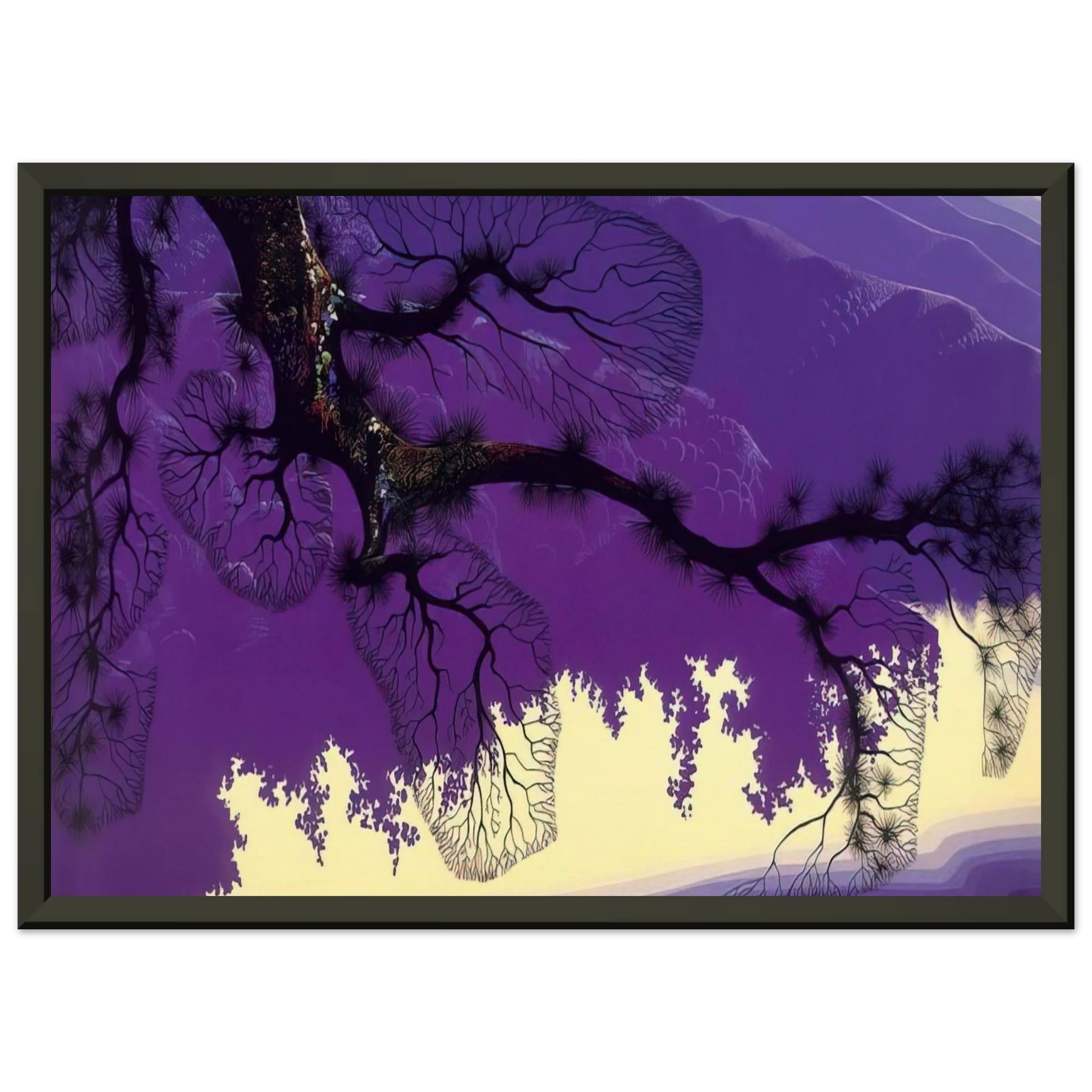 Eyvind Earle  Purple Coastline Framed Art Print  - Aluminum Frame - 70x100 cm / 28x40 inches