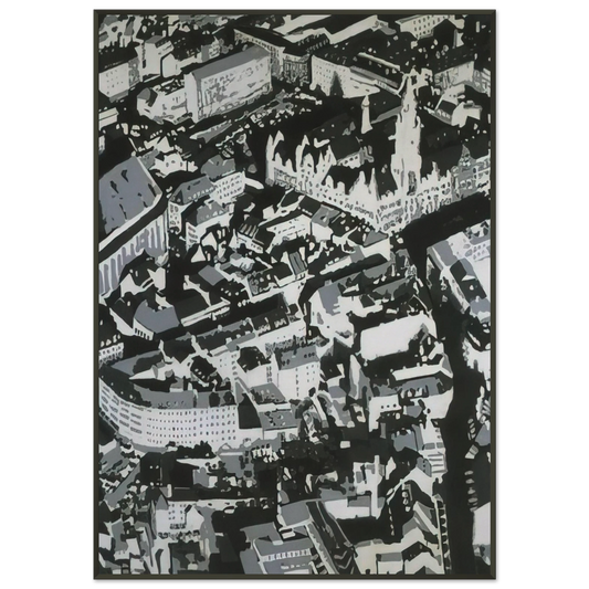 Gerhard Richter  TOWNSCAPE MU 1968 Framed Art Print  - Aluminum Frame - 21x29.7 cm / 8x12"