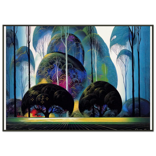 Eyvind Earle  Green Forest Framed Art Print  - Aluminum Frame - 21x29.7 cm / 8x12"
