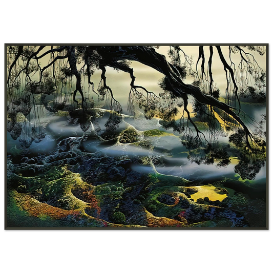 Eyvind Earle  Fog Passes By Framed Art Print  - Aluminum Frame - 21x29.7 cm / 8x12"