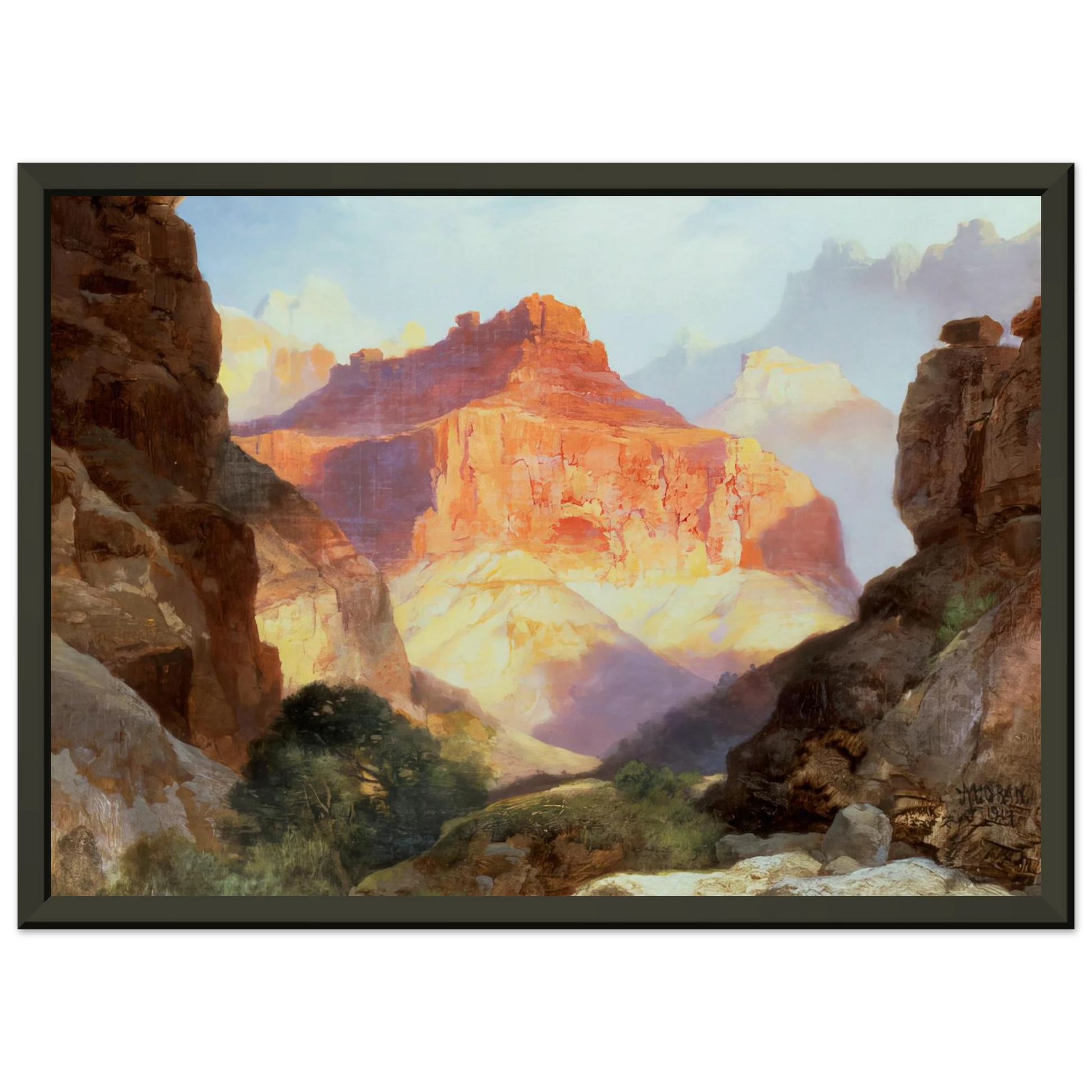 Thomas Moran  Under the Red Wall Framed Art Print  - Aluminum Frame - 60x80 cm / 24x32 inches