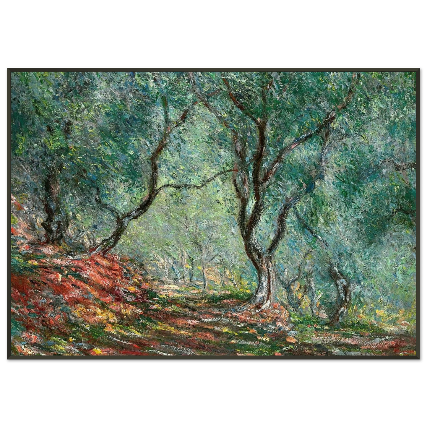 claude monet  Olive Tree Wood in the Moreno Garden Framed Art Print  - Aluminum Frame - 21x29.7 cm / 8x12"