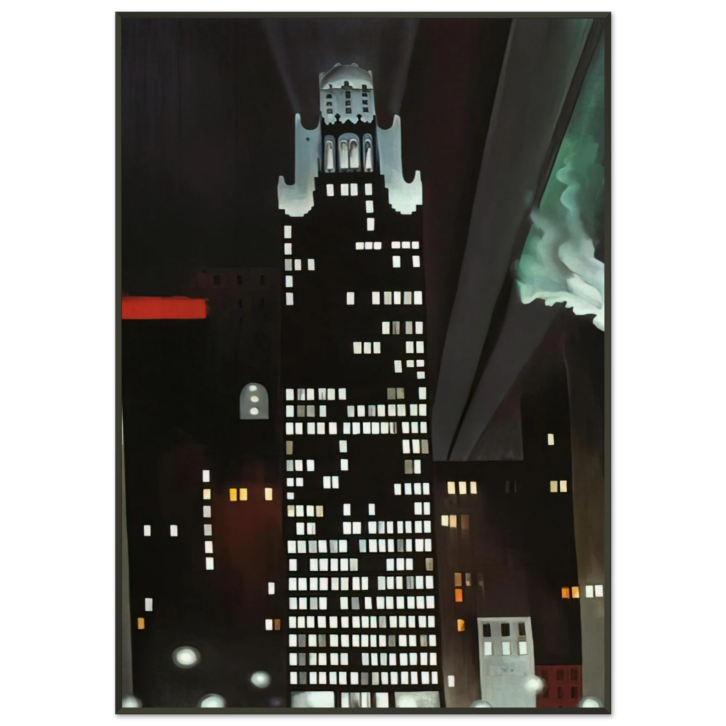 Georgia OKeeffe  Radiator Building  Night New York Framed Art Print  - Aluminum Frame - 21x29.7 cm / 8x12"