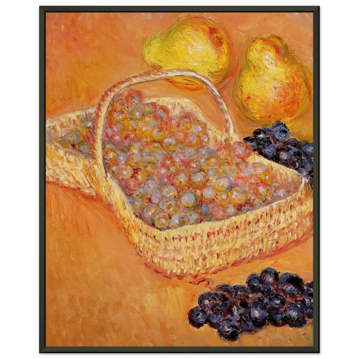 claude monet  Basket of Graphes Quinces and Pears Framed Art Print  - Aluminum Frame - 40x50 cm / 16x20 inches