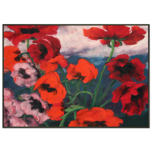 Emil Nolde  Large Poppies Framed Art Print  - Aluminum Frame - 21x29.7 cm / 8x12"