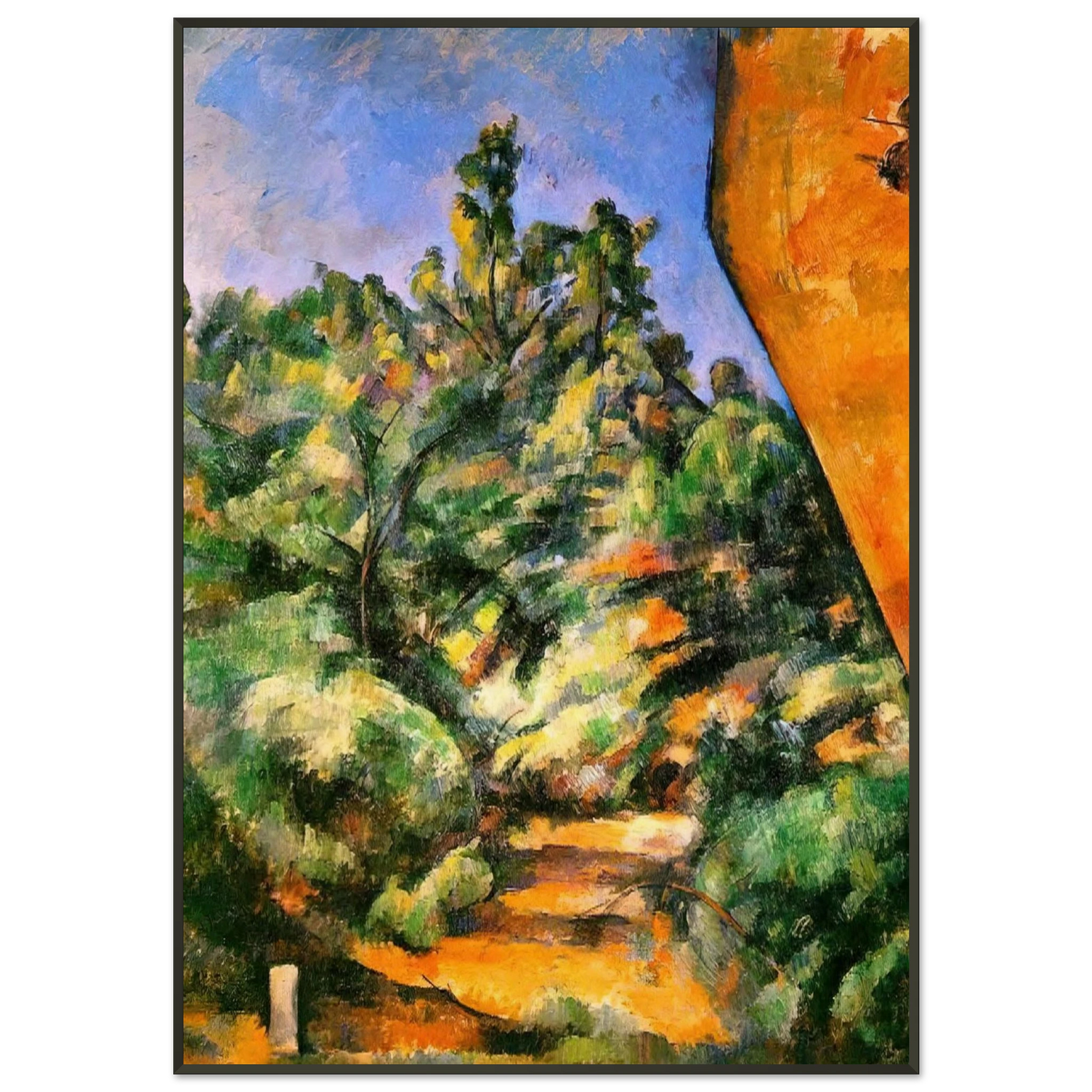 Paul Cezanne  Bibemus The Red Rock Framed Art Print  - Aluminum Frame - 21x29.7 cm / 8x12"