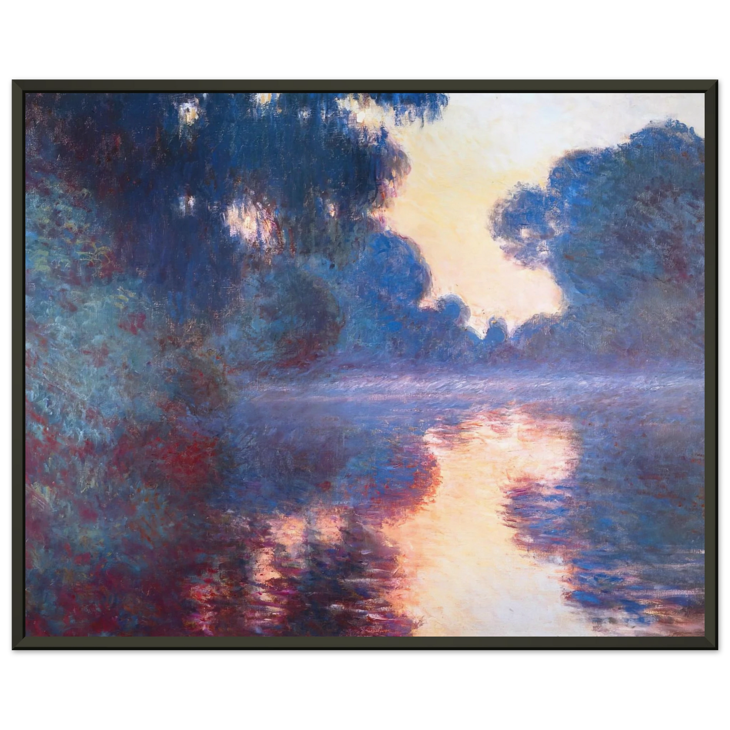 claude monet  Misty Morning on the Seine in Bue Framed Art Print  - Aluminum Frame - 40x50 cm / 16x20 inches