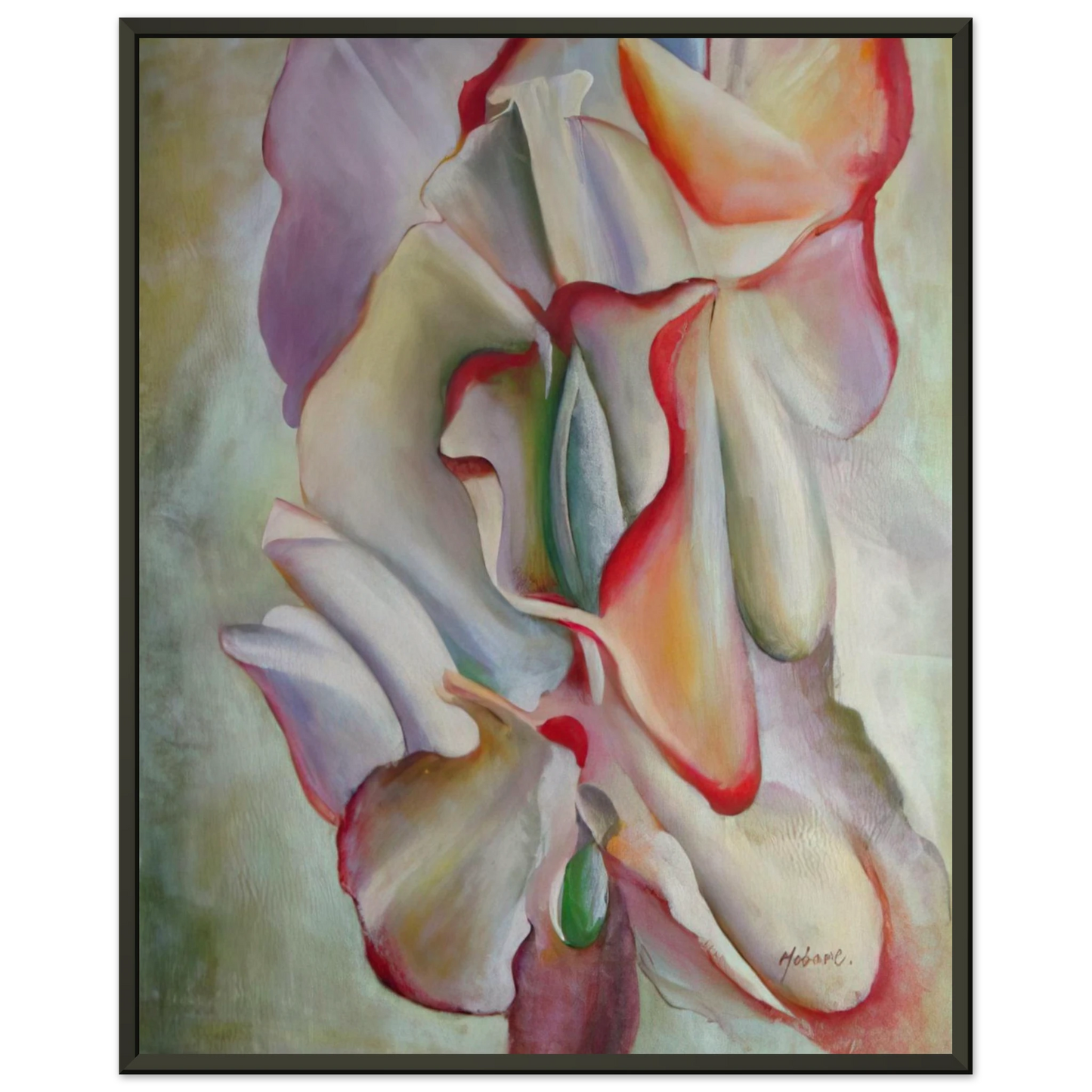 Georgia OKeeffe  Pink Sweet Peas Framed Art Print  - Aluminum Frame - 60x80 cm / 24x32 inches