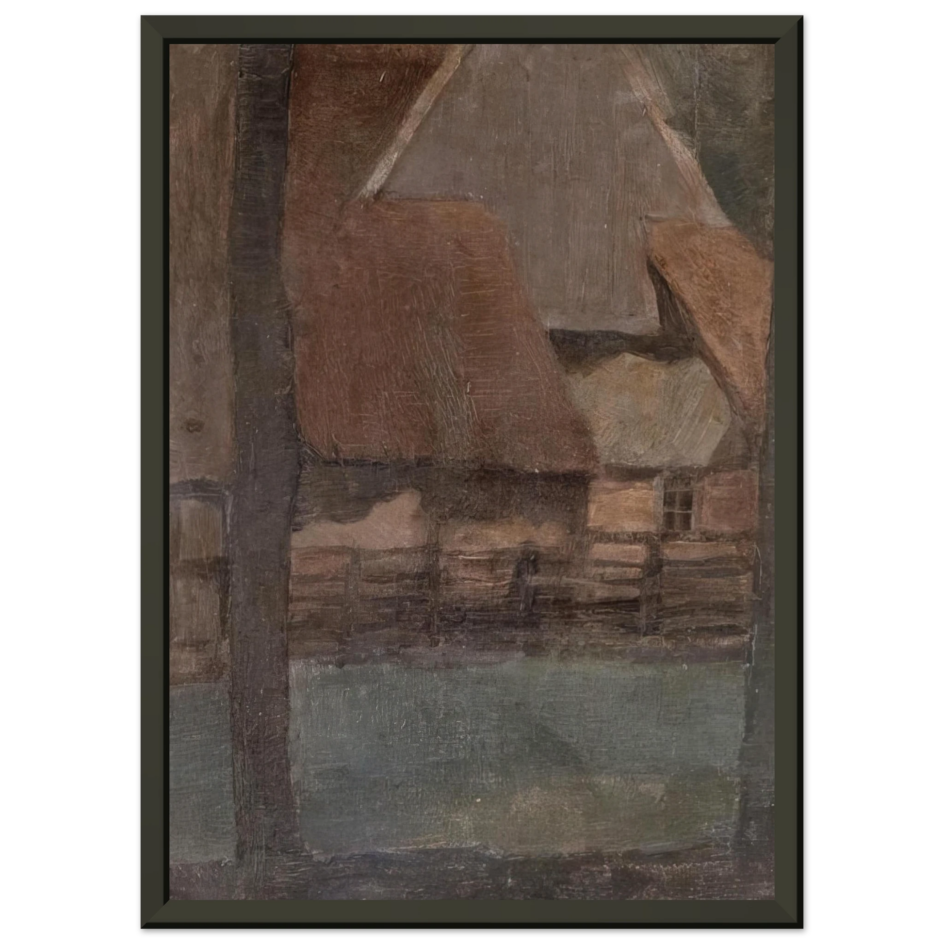 Piet Mondrian  Gable Farm with trees Framed Art Print  - Aluminum Frame - 70x100 cm / 28x40 inches