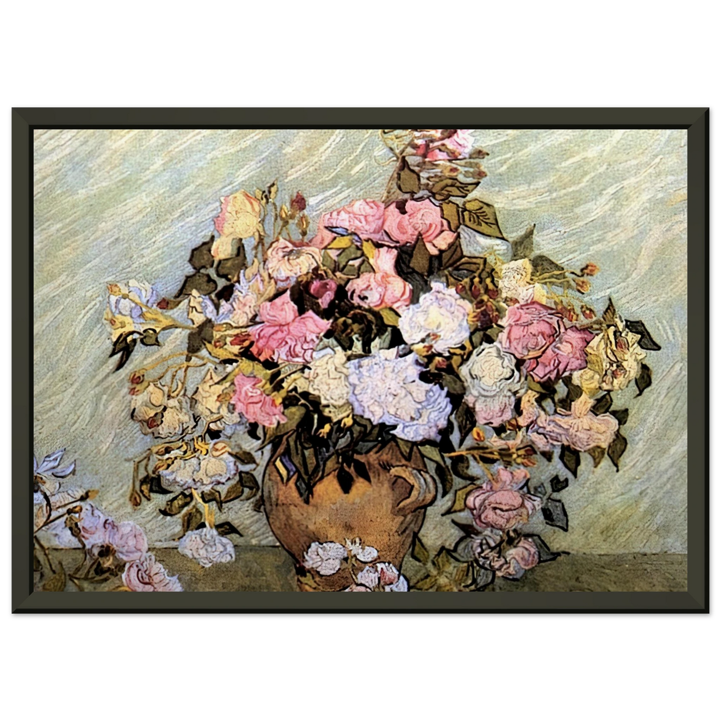 Vincent van Gogh  Still Life Vase with Roses Framed Art Print  - Aluminum Frame - 70x100 cm / 28x40 inches